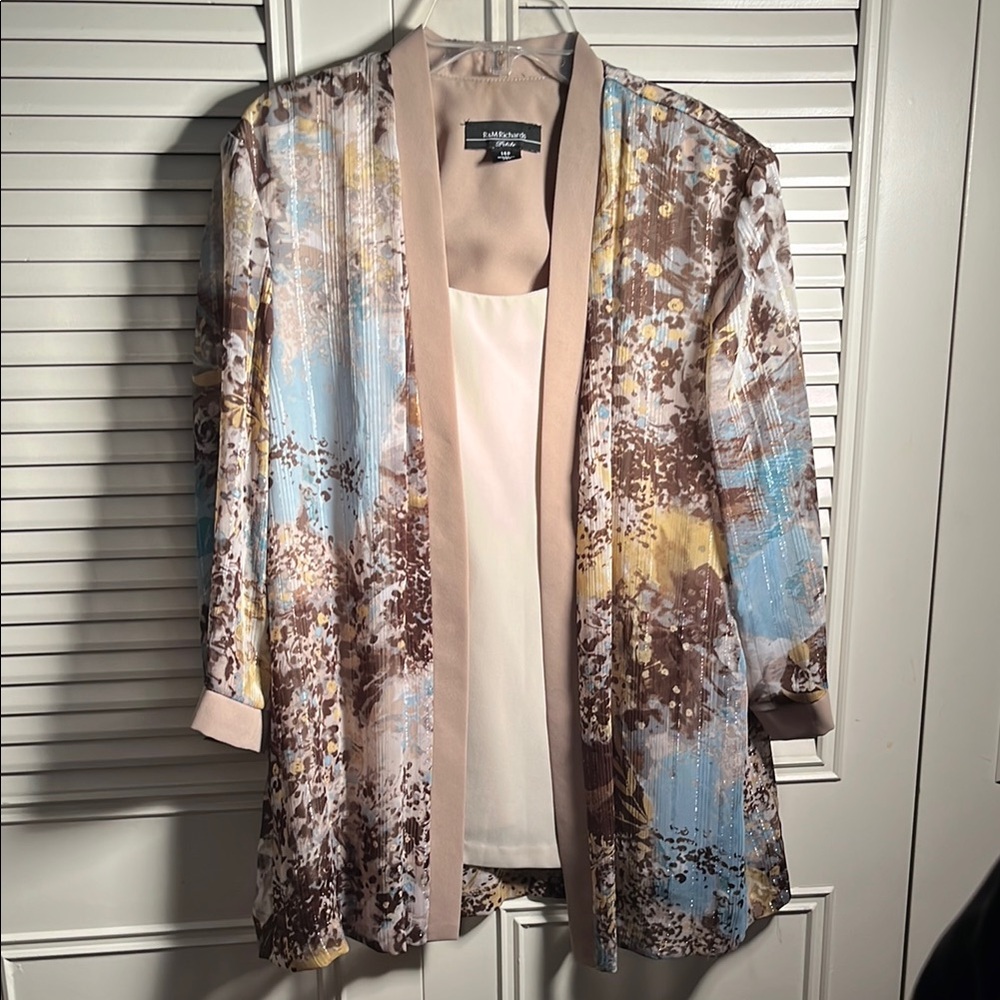 R&M Richards Size 14 Floral Open Front Blazer